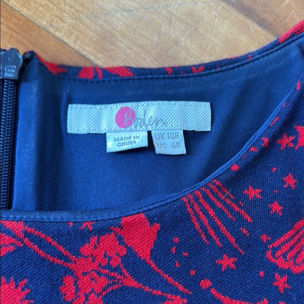 Boden Red and Blue Sheath Dress Long Sleeve Crew Neck - Picture 3 of 4